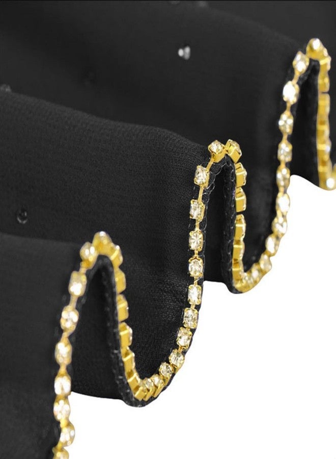 Piewag Hijab Scarf for Women Soft Chiffon Rhinestone Long Scarf Shawl Fashion Muslim Hijab Head Wrap Scarves Black - Image 4